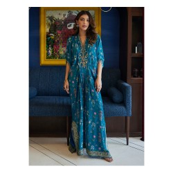 Comfortable Women's Kaftan on Sale Elegant Floral Style Vintage Lace Decoration Hand Work Shimmering Sleeves Manufacture Fit
