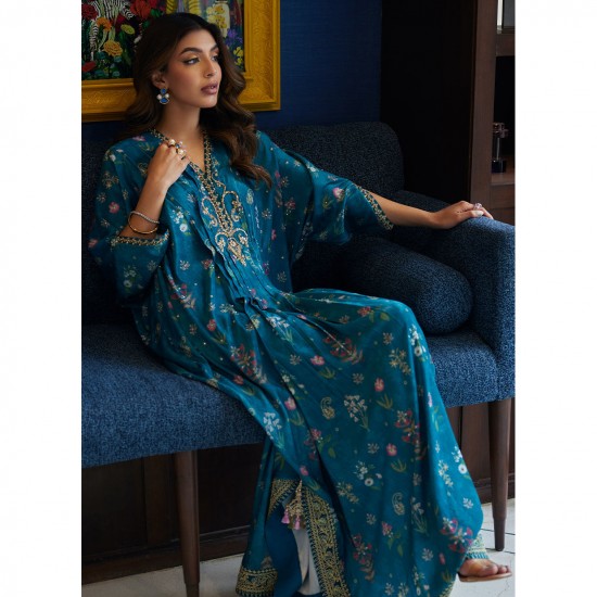 Comfortable Women's Kaftan on Sale Elegant Floral Style Vintage Lace Decoration Hand Work Shimmering Sleeves Manufacture Fit