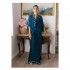 Neckline Sleeves and Floor Grazing Hem Decorated with Delicately Embroidered Subtly Shimmering Gold Borders Women Kaftan