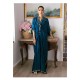 Neckline Sleeves and Floor Grazing Hem Decorated with Delicately Embroidered Subtly Shimmering Gold Borders Women Kaftan