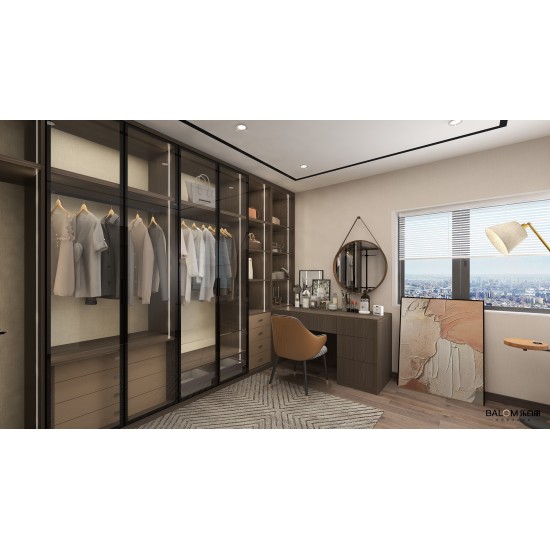 Whole House Free Sample Wardrobe Modern Closet Design Glass and Wood Dressing Room Wardrobe Closet Wardrobe Storage