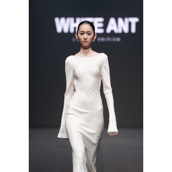 Sweet Dresses Women Mollya Backless Draped Dress 77%Acetate 23%Polyester Elegant Women Clothes Whiteant Sustainable Fashion