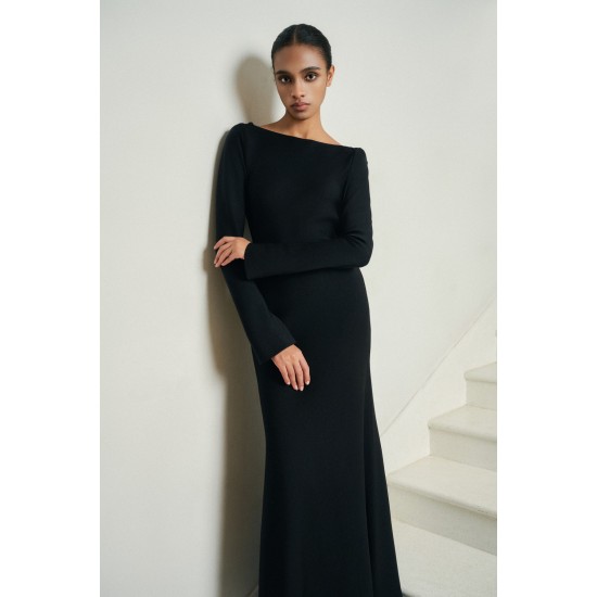 Top Choice 2024 Dresses for Women Black & White Mollya Backless Draped Dress 77%Acetate 23%Polyester Clothes for Women Whiteant