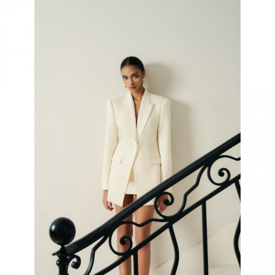 WHITE ANT Women's Blazers Buttoned Front Chest Pocket LYA BACKLESS DRAPED BLAZER Single-breasted One Button Clothes Women