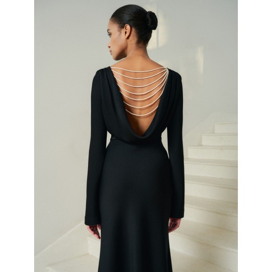 High-End Fashion Dresses Women Lady Elegant Flap Detail on Back Mollya Backless Draped Dress Clothes for Women Made in Vietnam