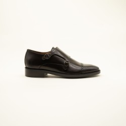 Best Brown Leather Double Monk Strap Shoes - Elegant Brogue Details with Leather Sole - Perfect for Business & Formal Attire