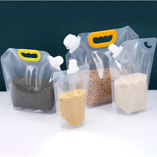 Household Use Foldable Transparent Beans Cereal Storage Bags Stand up Spray Bags Food Liquid Plastic Packaging Bags