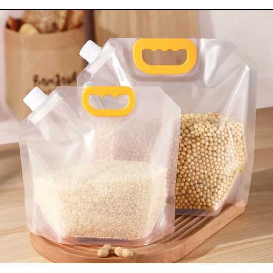 Food Grade Grains Rice Pet Food Storage Bag clear 5L 10L Household Kitchen Organizer Bag Water Spout Bag with Handle