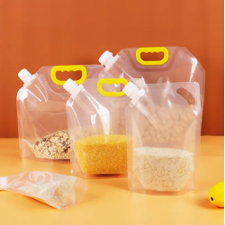 Custom Printed Food Grade Cereal Rice Pet Food Storage Bags Stand up Liquid Spout Plastic Poly Clear Bags With Nozzle Spout