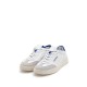 For Valentino Women's Saturno Leather and Suede Sneaker White/Blue Sports Shoes for Walking for Summer Autumn Winter