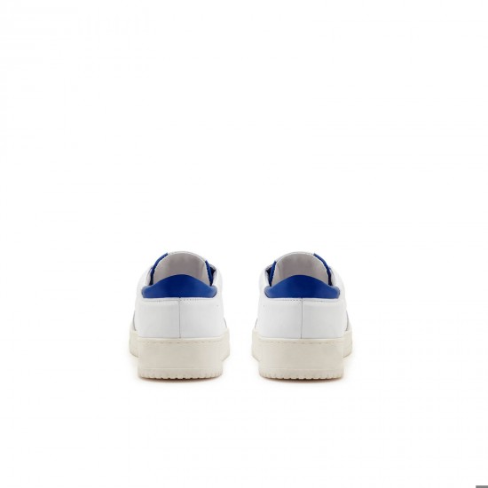 For Valentino Women's Saturno Leather and Suede Sneaker White/Blue Sports Shoes for Walking for Summer Autumn Winter