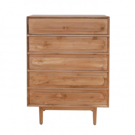 Modern Teakwood Five Drawers Chest Storage Cabinet with Minimalist