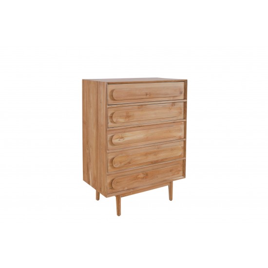 Modern Teakwood Five Drawers Chest Storage Cabinet with Minimalist