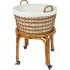 Mobile Rolling Wicker Laundry Hamper with Cotton Liner and Wheels for Clothes or Blankets