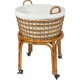 Mobile Rolling Wicker Laundry Hamper with Cotton Liner and Wheels for Clothes or Blankets