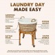Mobile Rolling Wicker Laundry Hamper with Cotton Liner and Wheels for Clothes or Blankets