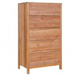 Elegant Vertical Chest with Five Drawers Solid Teakwood Storage Solution