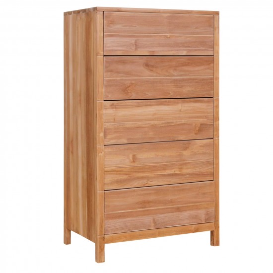 Elegant Vertical Chest with Five Drawers Solid Teakwood Storage Solution