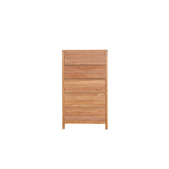 Elegant Vertical Chest with Five Drawers Solid Teakwood Storage Solution
