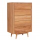 Minimalist Modern Elegance Five-Drawer Solid Teakwood Chest for Living Room or Garage Storage