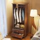 Solid Wood Single-Tier Coat Rack Integrated Dressing Mirror Large Capacity Movable Bedroom Bedside Clothes Rack for Living Room