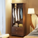 Solid Wood Single-Tier Coat Rack Integrated Dressing Mirror Large Capacity Movable Bedroom Bedside Clothes Rack for Living Room
