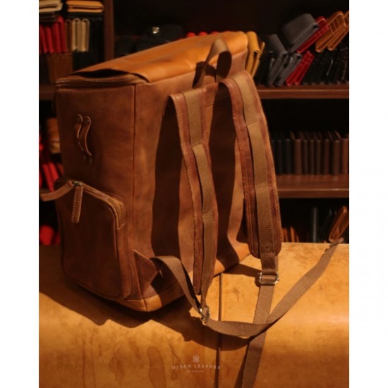 Handmade Genuine Cow Leather Backpack Premium Men Bag with Laptop Compartment and Timeless Look