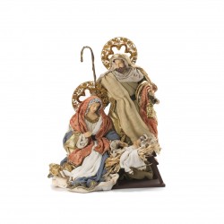 52cm Resin Nativity Scene with Cloth Clothes and Wooden Base Christmas Figurine & Toy