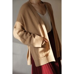 Stand Collar Long Open Plain Brown Sweater Sleeves Women Chunky Knit Womans Crop Sweater