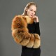Stylish Design Plush Real Raccoon Fur Coat Custom Colors Winter Autumn Fluffy Soft Round Neck Women Red Fox Fur Sleeve