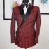 Tailor Made Red Paisley Monogram Big Size Customization of High-end Men's Wedding Suit