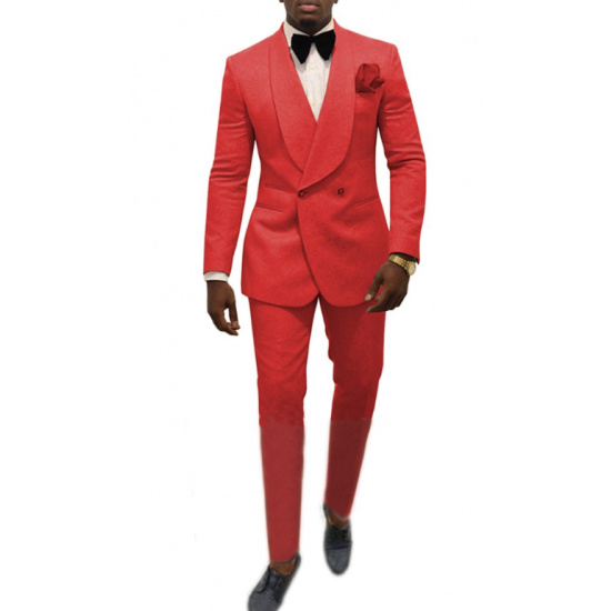 Tailor Made Red Paisley Monogram Big Size Customization of High-end Men's Wedding Suit