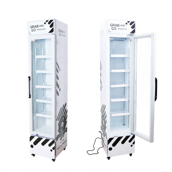 Commercial Cola Upright Showcase Slim Refrigerator Drink Glass Door Cooler