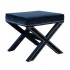 Nordic Style Shoe Changing Stool Footstool Cross X Leg Ottoman Upholstered Stool Navy Blue Velvet Stool Ottoman