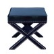Nordic Style Shoe Changing Stool Footstool Cross X Leg Ottoman Upholstered Stool Navy Blue Velvet Stool Ottoman