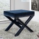 Nordic Style Shoe Changing Stool Footstool Cross X Leg Ottoman Upholstered Stool Navy Blue Velvet Stool Ottoman