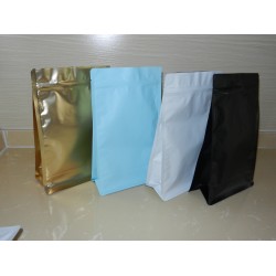 Black Flat Bottom Zipper Foil Pouch Bags with Heat Seal Gravure Printing PET Plastic Gusset Bag Type Food Snack Coffee Packaging