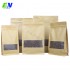 Stock Doypack Pouch Stand up Brown Kraft Paper Packaging Food Bag with Zipper Window