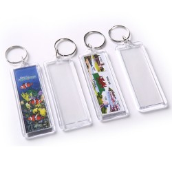 Clear Custom Blank Souvenir Plastic Keyring Frame Photo Picture Insert Acrylic Keychain