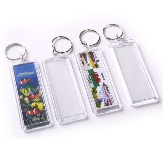 Clear Custom Blank Souvenir Plastic Keyring Frame Photo Picture Insert Acrylic Keychain