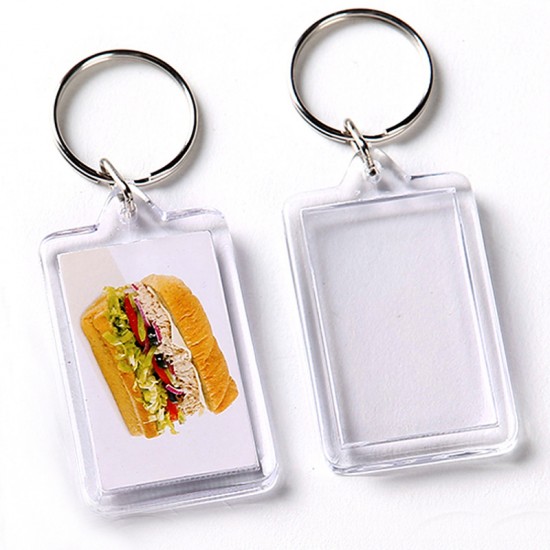 Clear Custom Blank Souvenir Plastic Keyring Frame Photo Picture Insert Acrylic Keychain