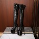 Winter New Style Black Metal 30cm Stiletto Super High Heel Boots Over the Knee Long Stretch Boots Plus Size 50 Women Boots