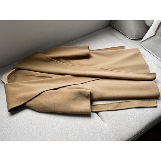 Elegant Belted Cashmere Long Coat Women New Style Office Winter Woolen Coat