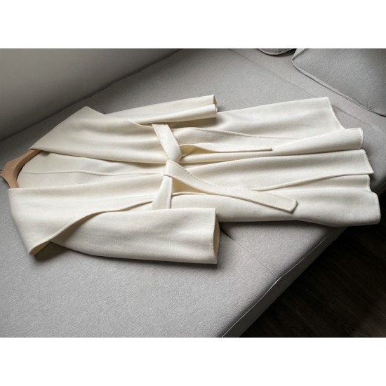 Elegant Belted Cashmere Long Coat Women New Style Office Winter Woolen Coat