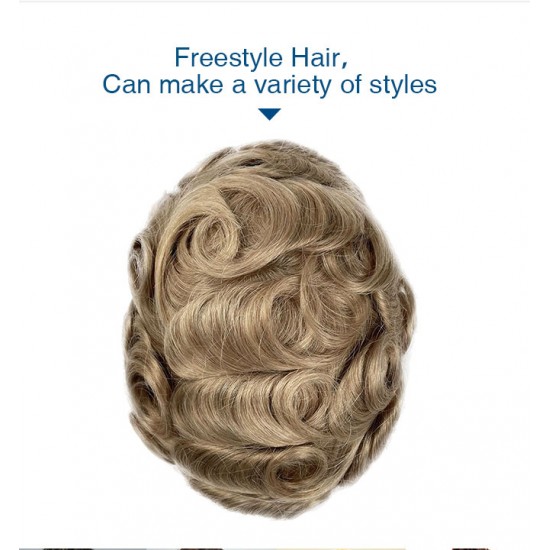 Full Swiss Lace Mens Toupee Bleached Knots Real Natural Hairline Mens Hairpieces European Human Hair Replacement System for Men