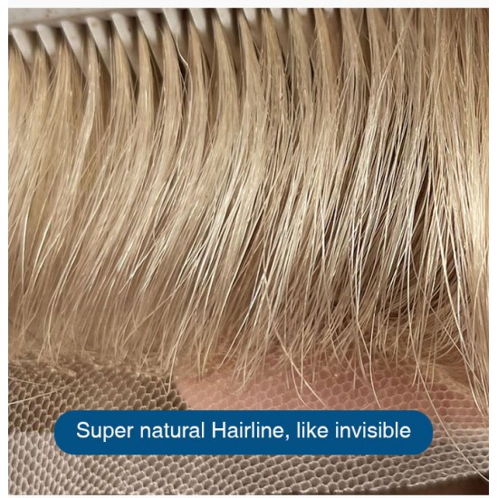 Full Swiss Lace Mens Toupee Bleached Knots Real Natural Hairline Mens Hairpieces European Human Hair Replacement System for Men