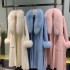 Hot Sale Elegant Women Long Wool Cashmere Coat With Real Fox Fur Collar
