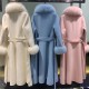 Hot Sale Elegant Women Long Wool Cashmere Coat With Real Fox Fur Collar