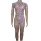 Novance Supplier Clothes Sparkly Colored Crystal Embellished Jumpsuit Shiny Rhinestone Sequined Stage Dance Costumes for Women