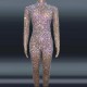 Novance Supplier Clothes Sparkly Colored Crystal Embellished Jumpsuit Shiny Rhinestone Sequined Stage Dance Costumes for Women